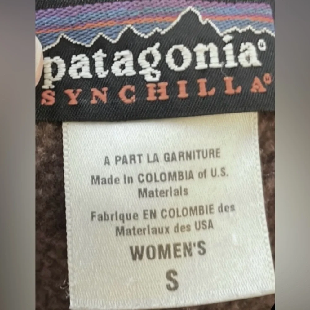 Patagonia fleece vest full zip chocolate brown color with black trim Size small - Picture 6 of 8